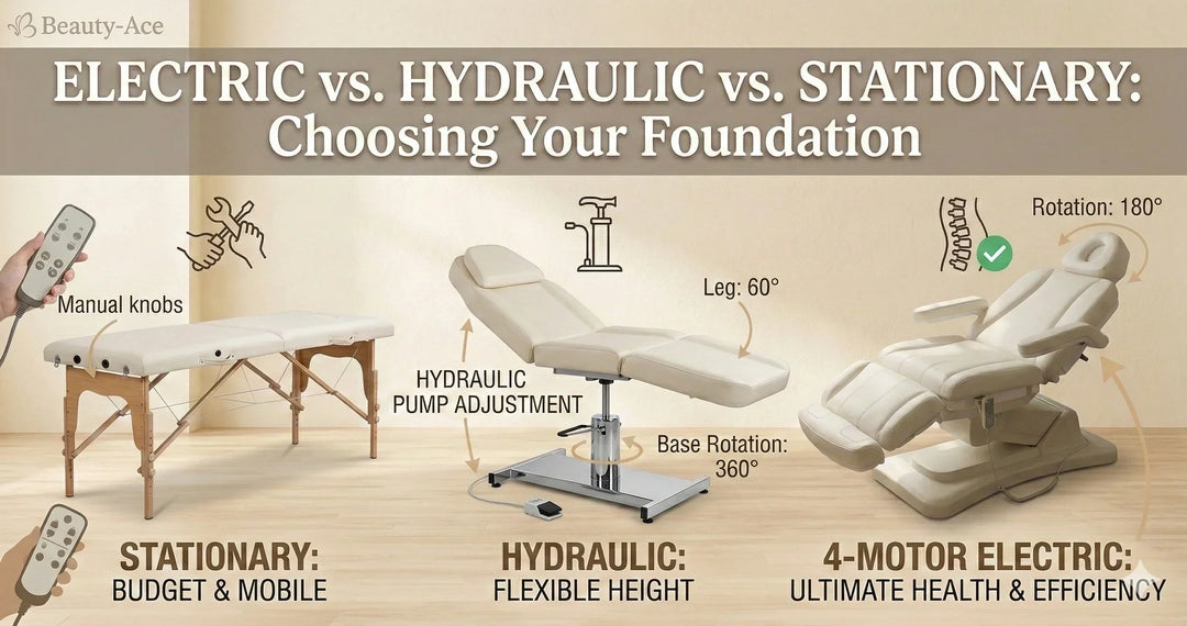 Electric, Hydraulic, or Stationary? The Solo Pro’s Guide to Spa Bed Bases