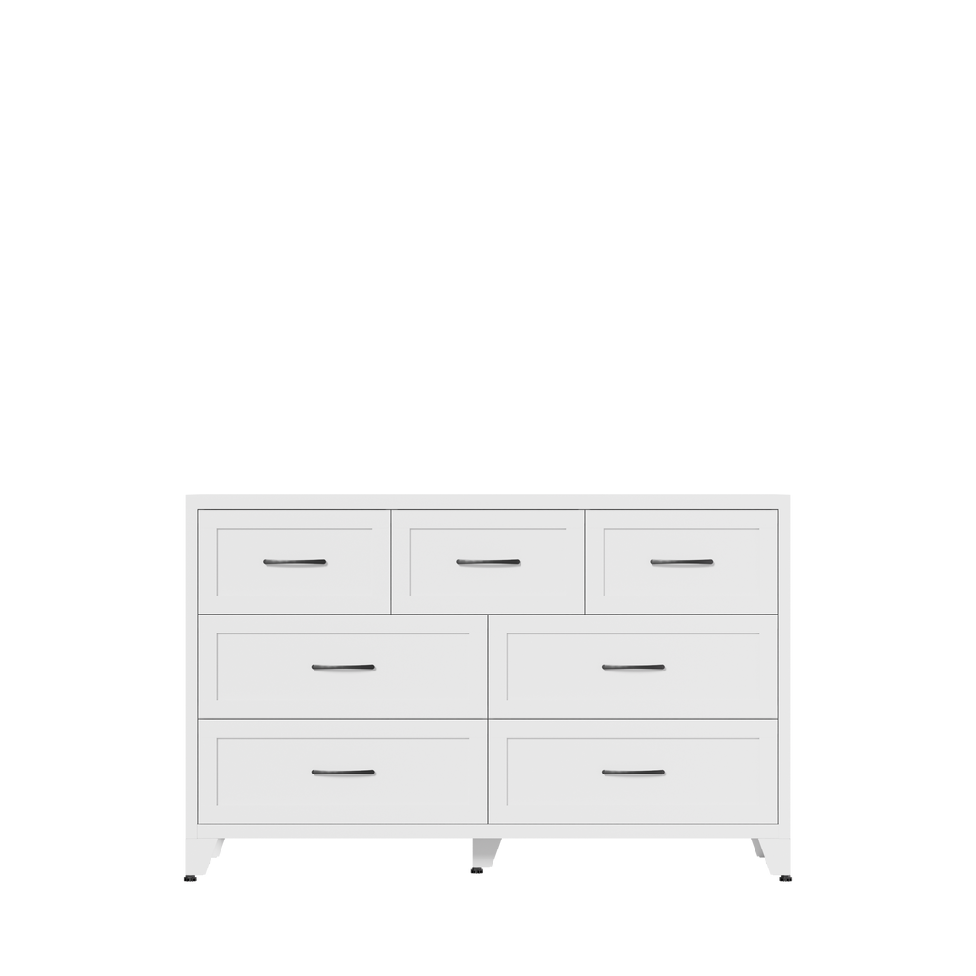 White 7-Drawer Metal Storage Dresser for Salon &amp; Spa