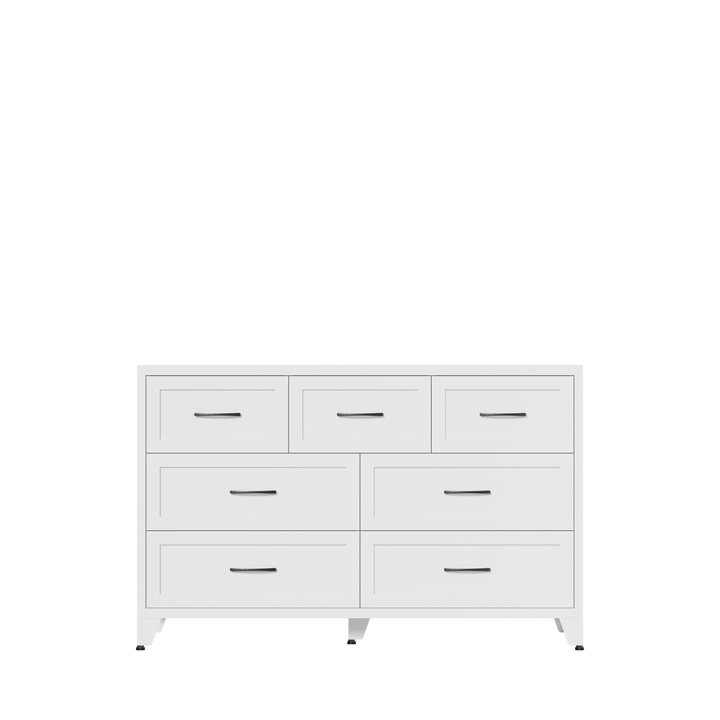 White 7-Drawer Metal Storage Dresser for Salon &amp; Spa