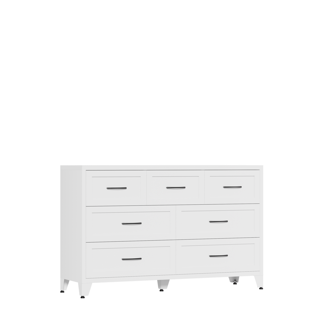 White 7-Drawer Metal Storage Dresser for Salon &amp; Spa