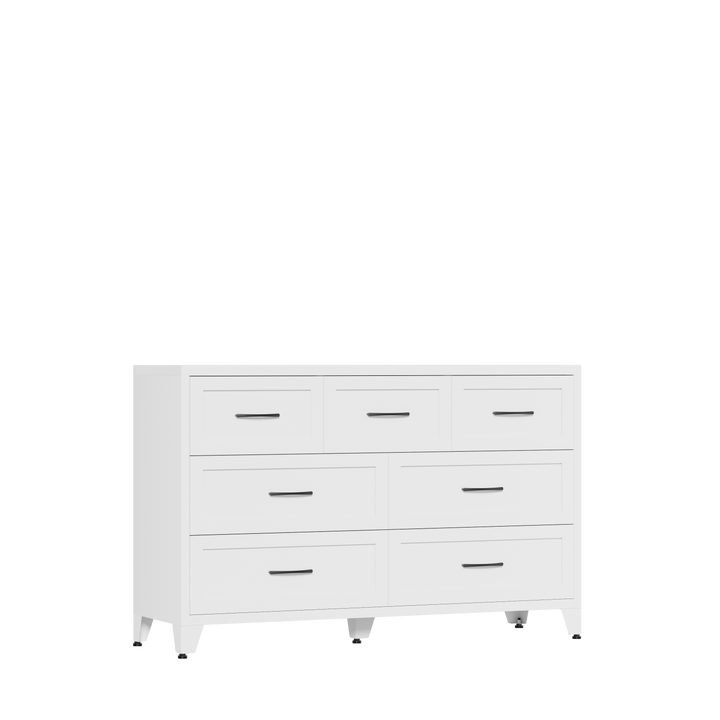 White 7-Drawer Metal Storage Dresser for Salon &amp; Spa