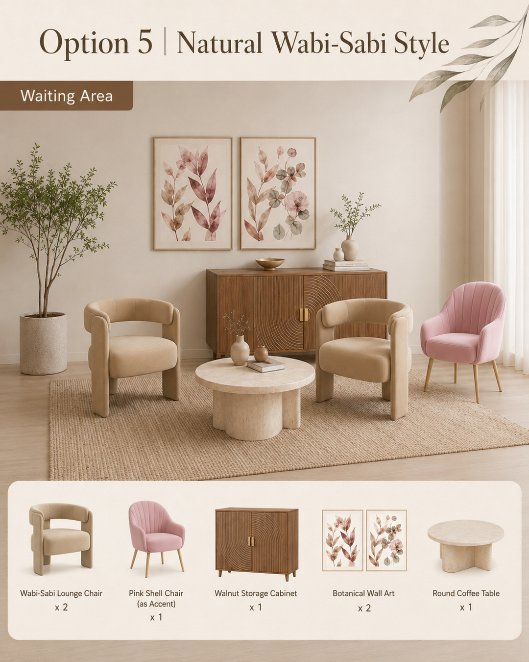 Natural Wabi-Sabi Style — Waiting Area