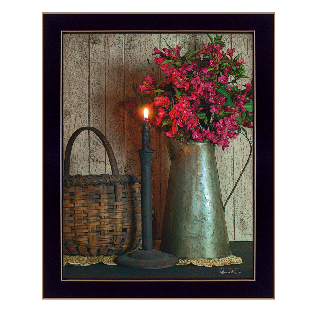 18" x 14" Framed Printed Wall Art, Floral Still Life Canvas Print