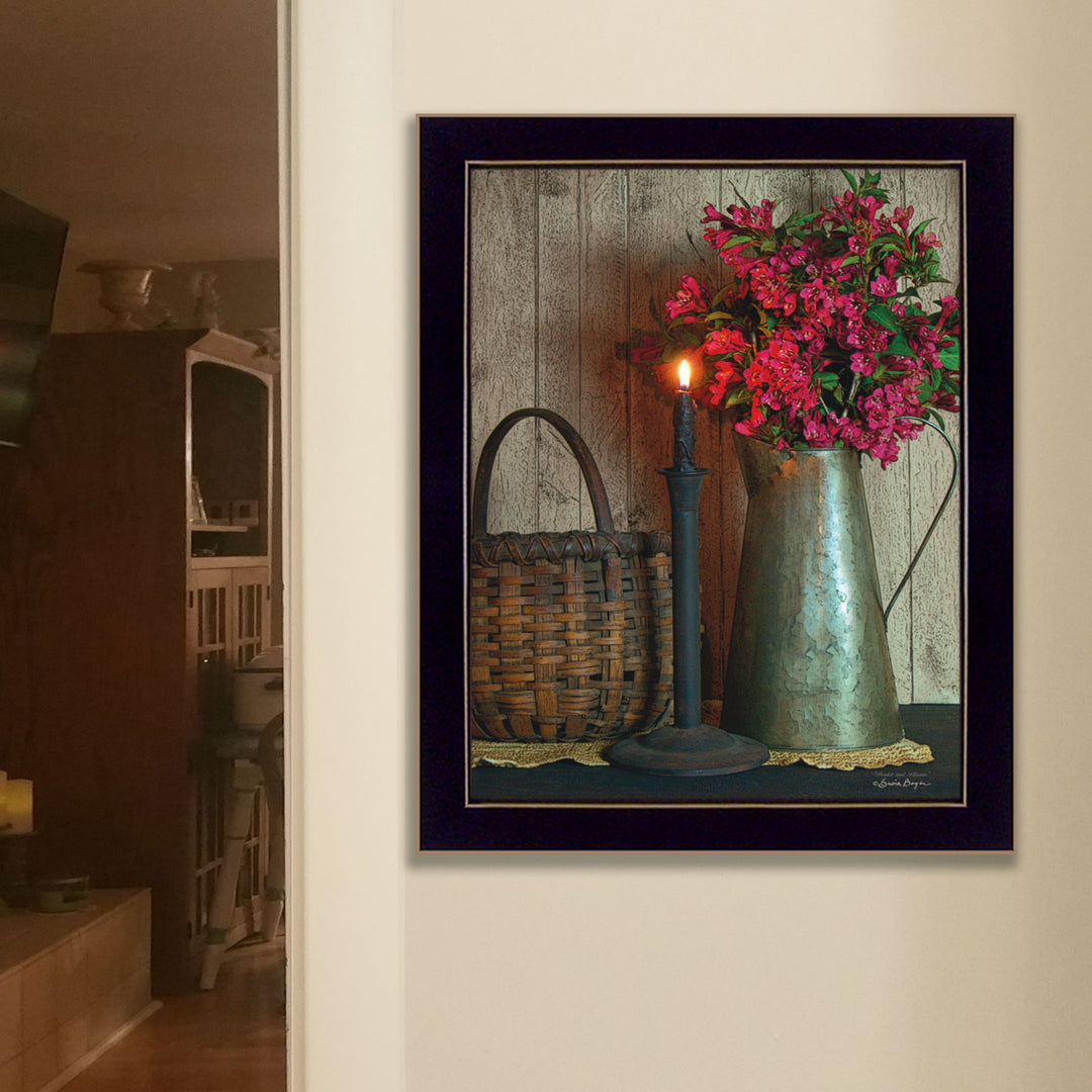 18" x 14" Framed Printed Wall Art, Floral Still Life Canvas Print