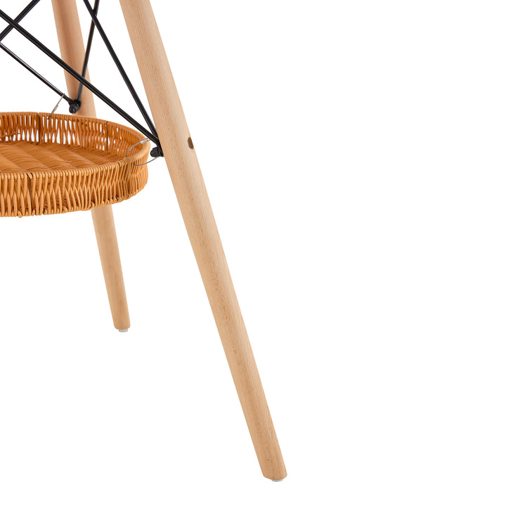 31.5-Inch Round Salon Side Table with Storage Basket