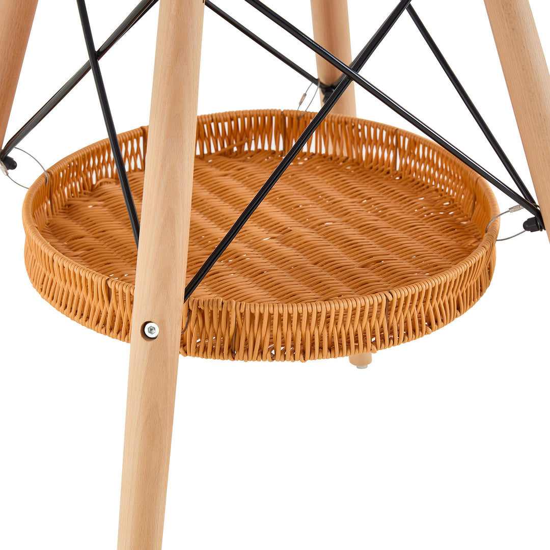 31.5-Inch Round Salon Side Table with Storage Basket
