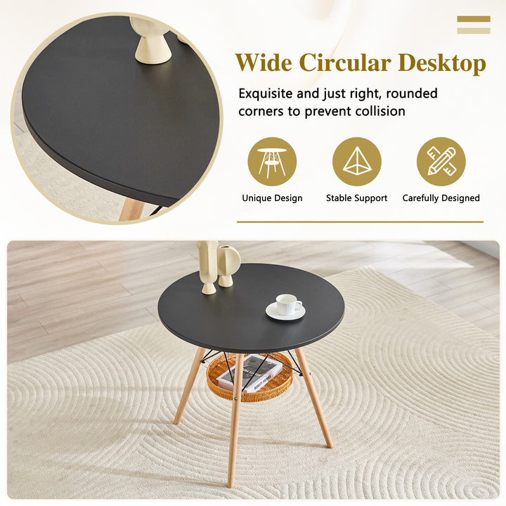 31.5-Inch Round Salon Side Table with Storage Basket
