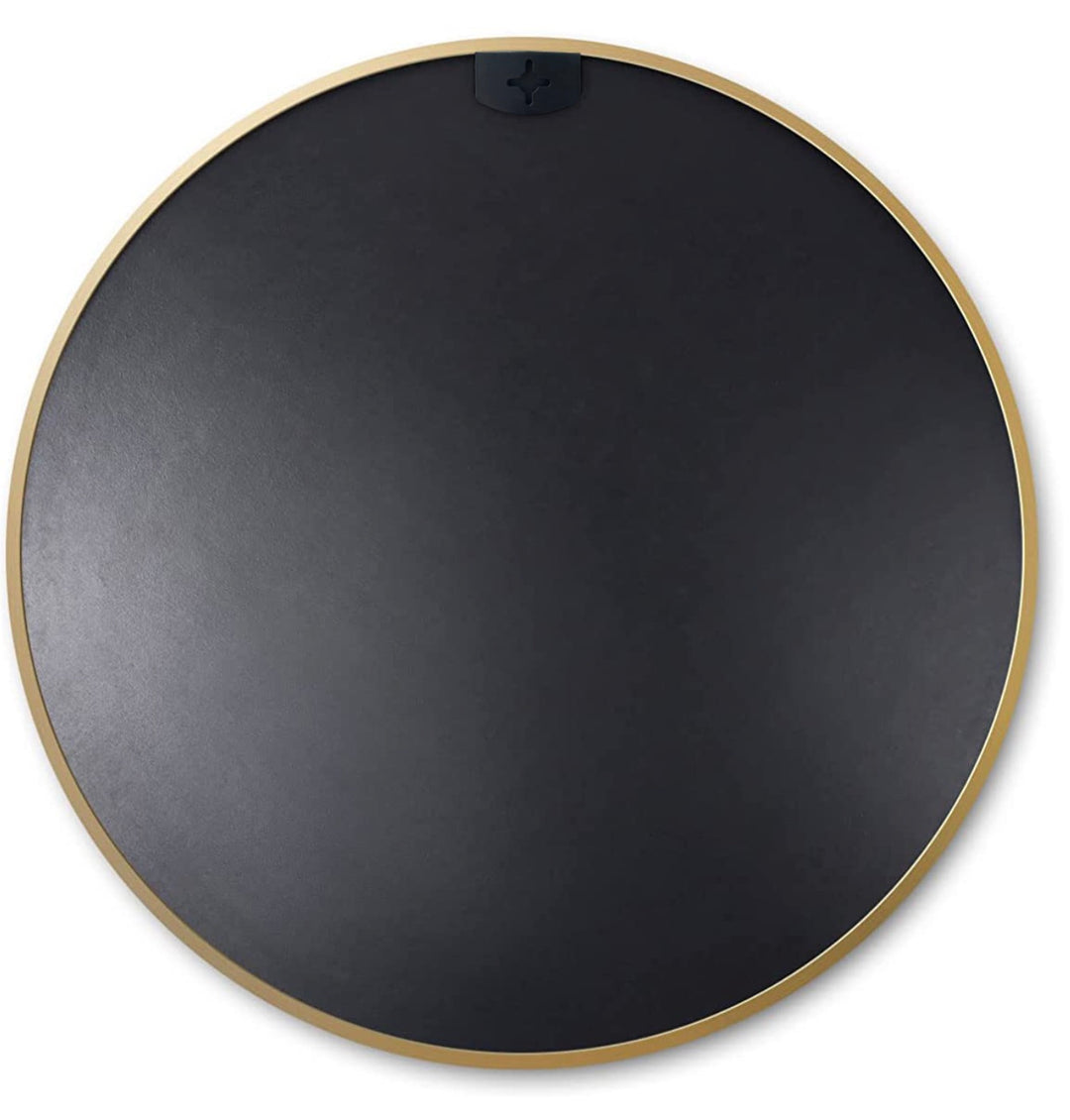 36" Gold Metal Framed Round Wall Mirror