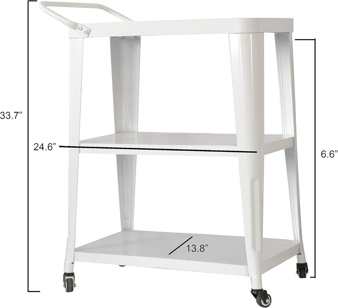 3-Tier White Metal Utility Cart for Salon &amp; Spa Supplies