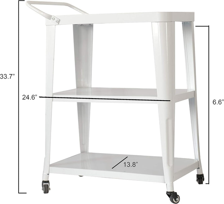 3-Tier White Metal Utility Cart for Salon &amp; Spa Supplies