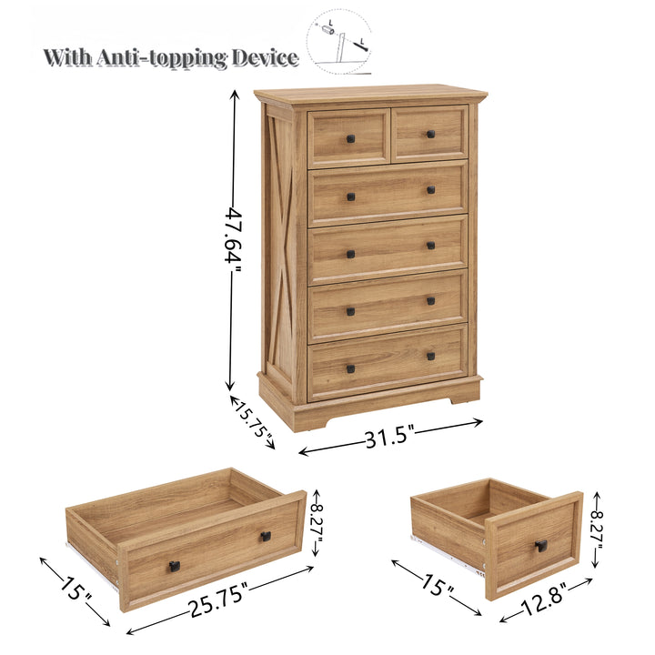 Oak 6-Drawer Salon Storage Cabinet