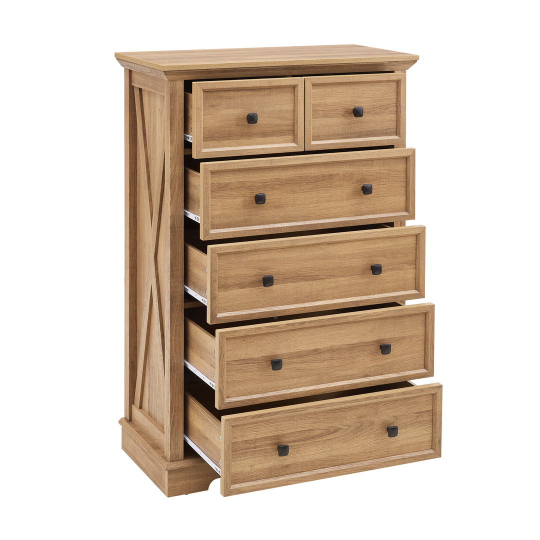 Oak 6-Drawer Salon Storage Cabinet