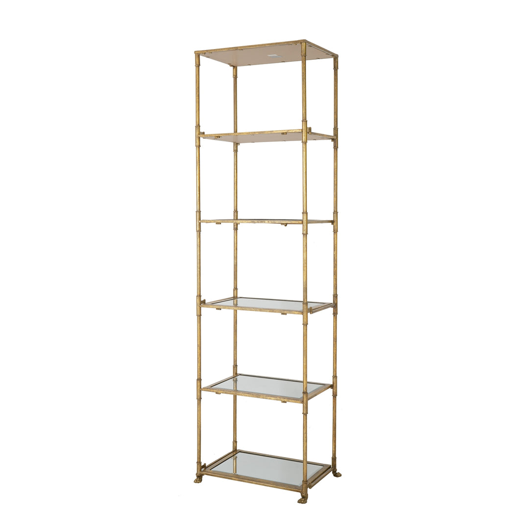Antique Gold 6-Tier Mirrored Salon Display Shelf