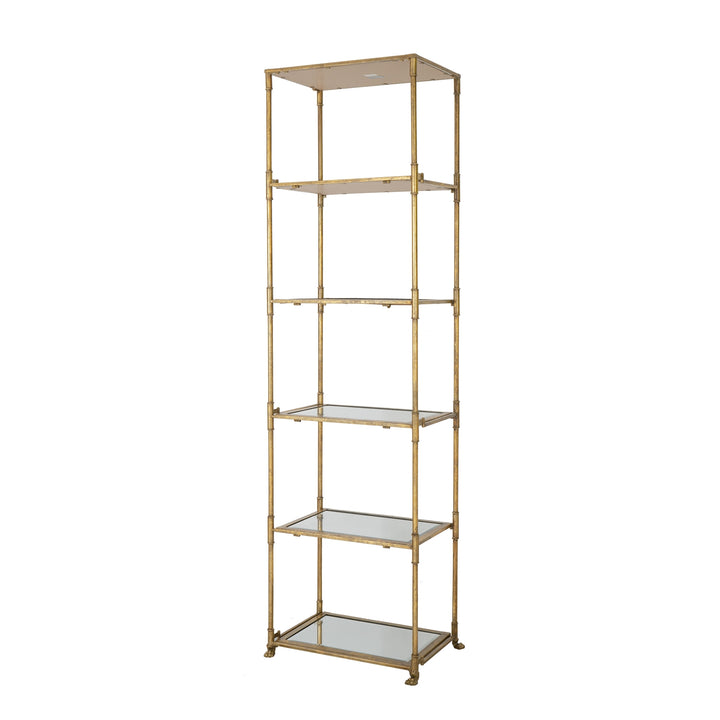 Antique Gold 6-Tier Mirrored Salon Display Shelf