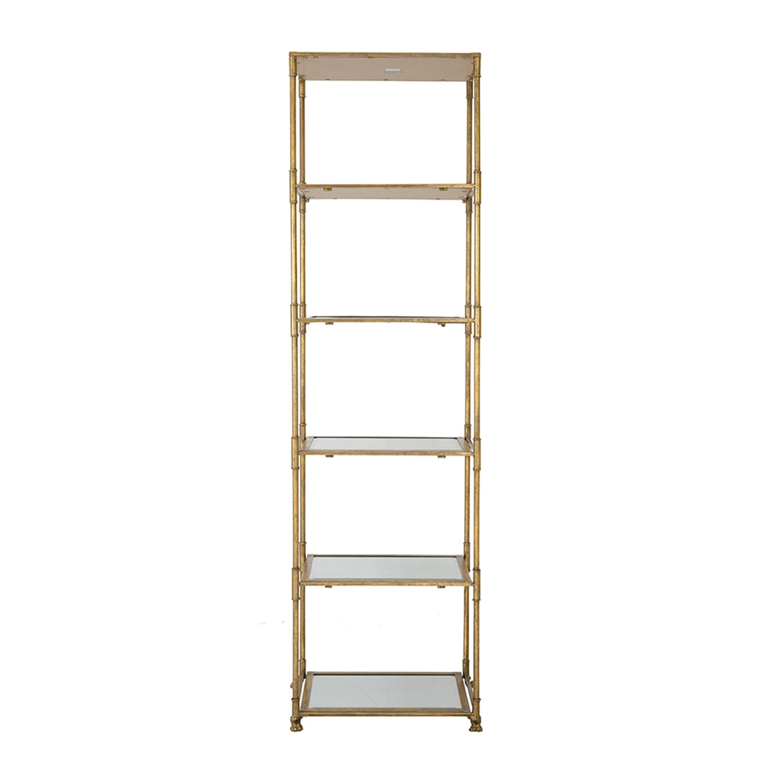 Antique Gold 6-Tier Mirrored Salon Display Shelf