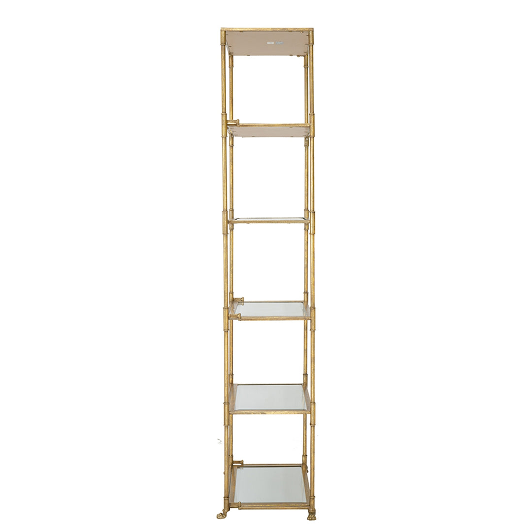 Antique Gold 6-Tier Mirrored Salon Display Shelf