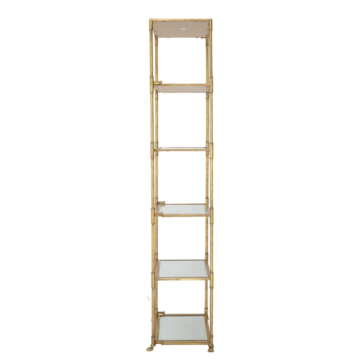 Antique Gold 6-Tier Mirrored Salon Display Shelf