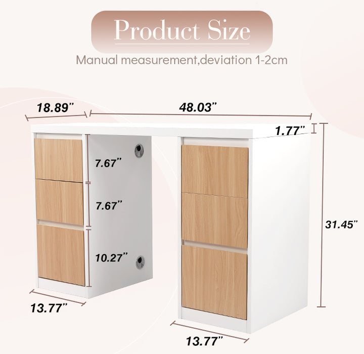 Lucca Manicure Table with Storage Drawers size