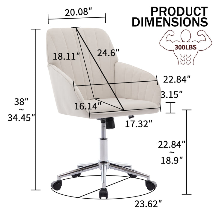 Velvet Adjustable Swivel Salon Chair