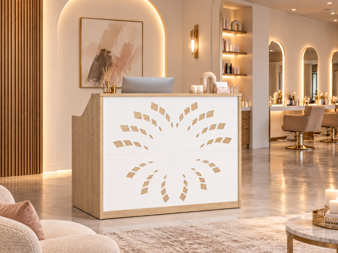 46.5" Modern Salon Reception Desk with Rolling Storage Cart