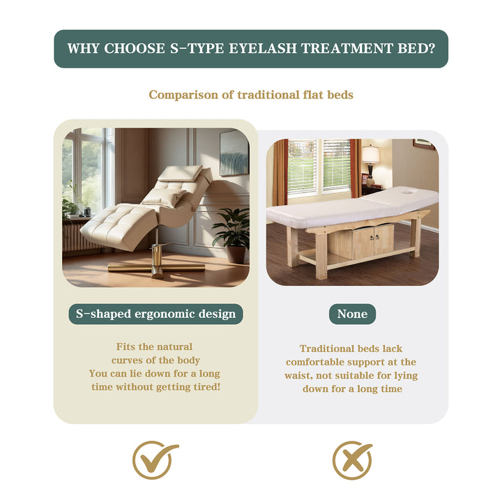 Velton adjustable curved eyelash bed facial bed