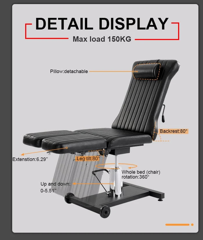 TATARTIST Hydraulic Split-Leg Tattoo Client Chair with 360° Swivel
