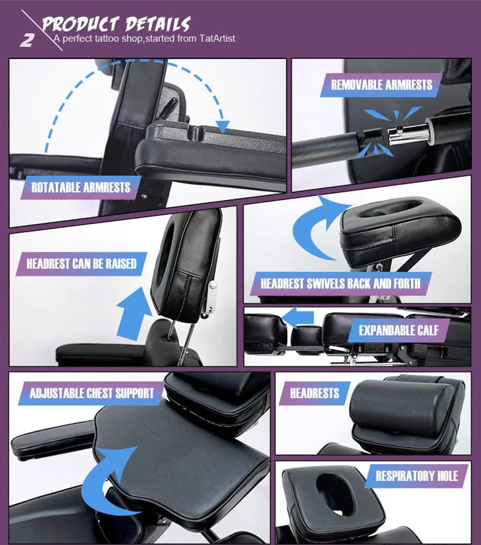 TATARTIST TA-TC-604 Hydraulic Tattoo Client Chair with 360° Swivel