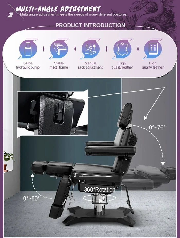 TATARTIST TA-TC-604 Hydraulic Tattoo Client Chair with 360° Swivel