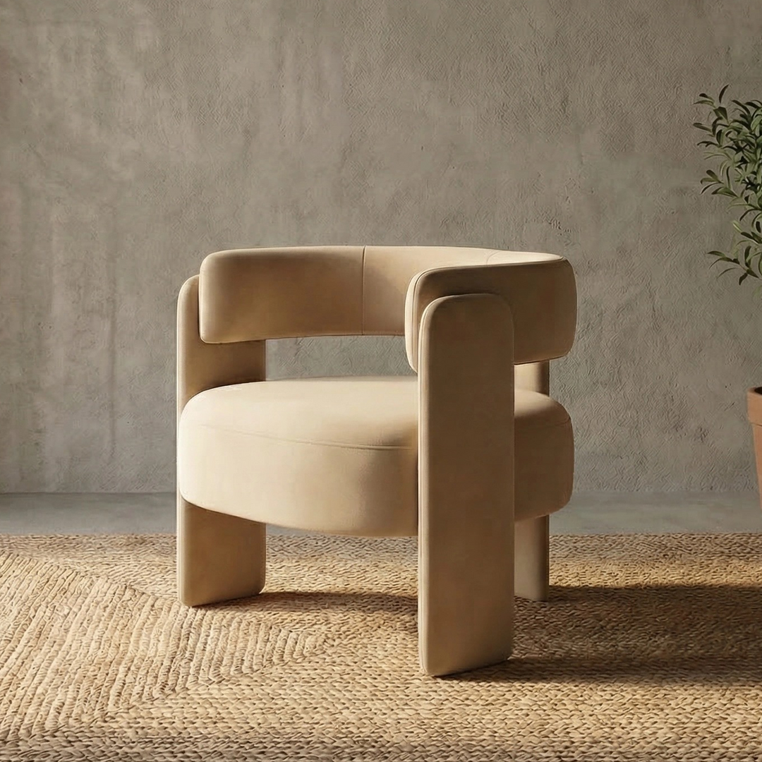 Khaki Velvet Salon Accent Chair