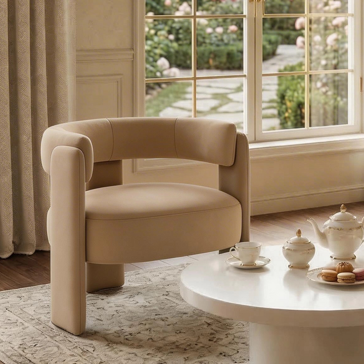 Khaki Velvet Salon Accent Chair