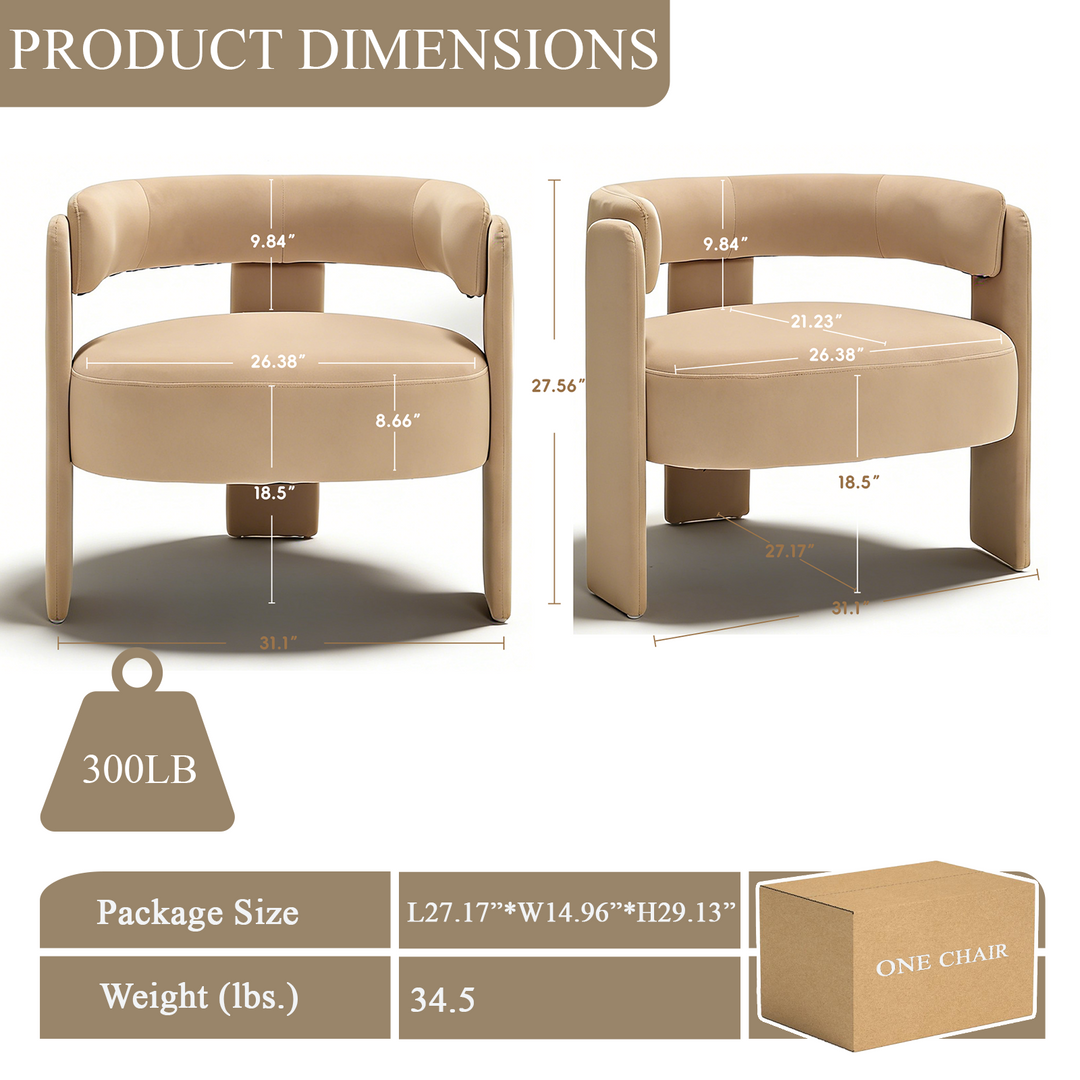 Khaki Velvet Salon Accent Chair