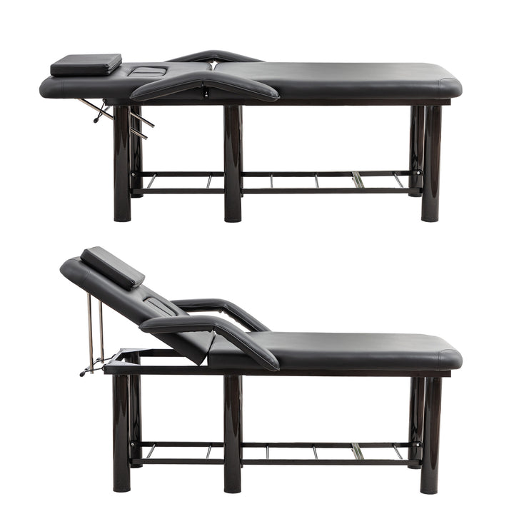 Massage &amp; Facial Table with Face Cradle, Armrests &amp; Storage Shelf Black