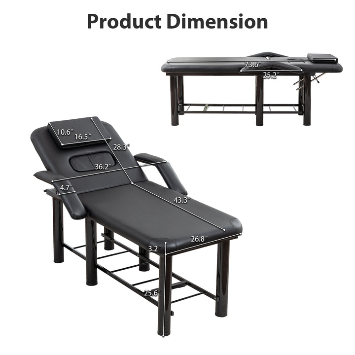 Massage &amp; Facial Table with Face Cradle, Armrests &amp; Storage Shelf Black