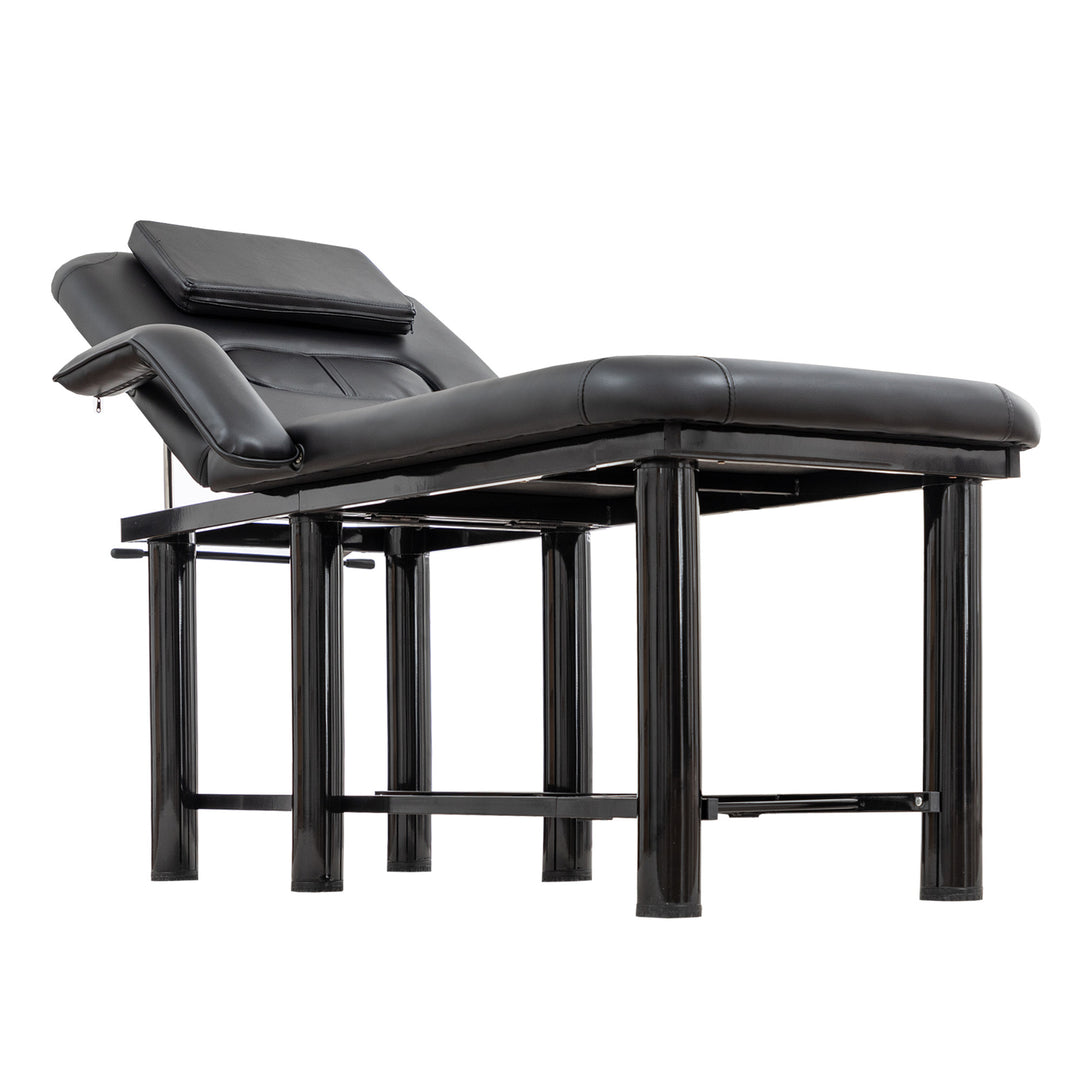 Massage &amp; Facial Table with Face Cradle, Armrests &amp; Storage Shelf Black
