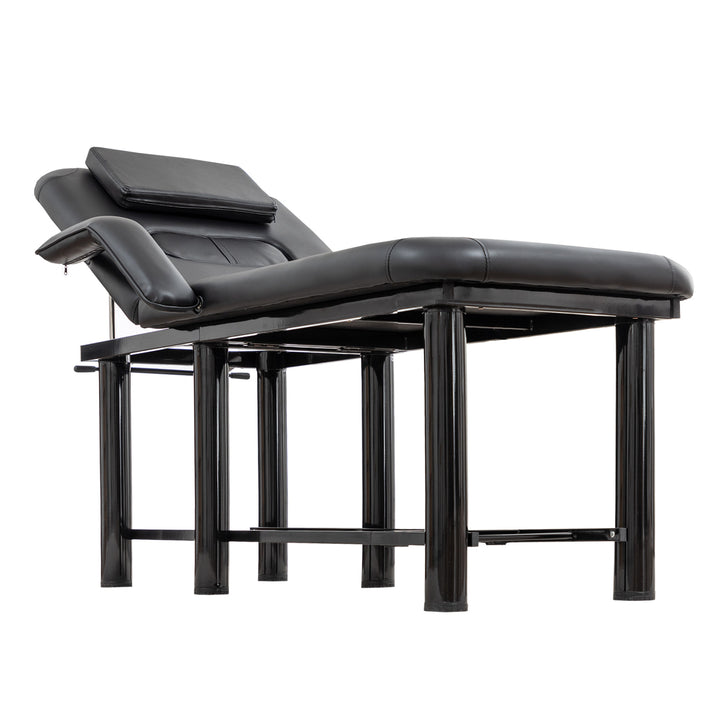 Massage &amp; Facial Table with Face Cradle, Armrests &amp; Storage Shelf Black