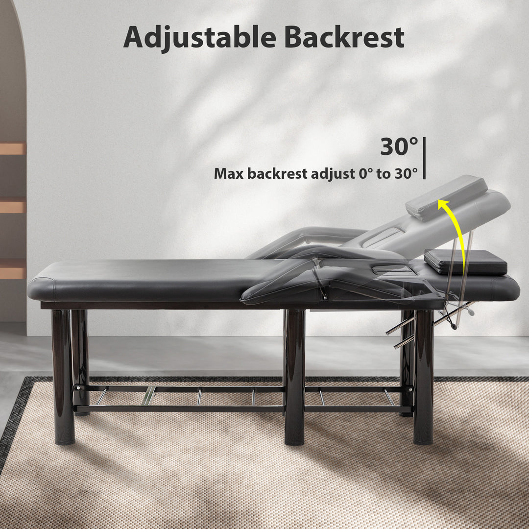 Massage &amp; Facial Table with Face Cradle, Armrests &amp; Storage Shelf Black