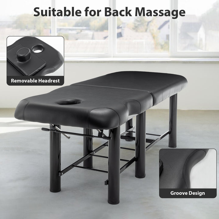 Professional Massage Table Adjustable Backrest Black