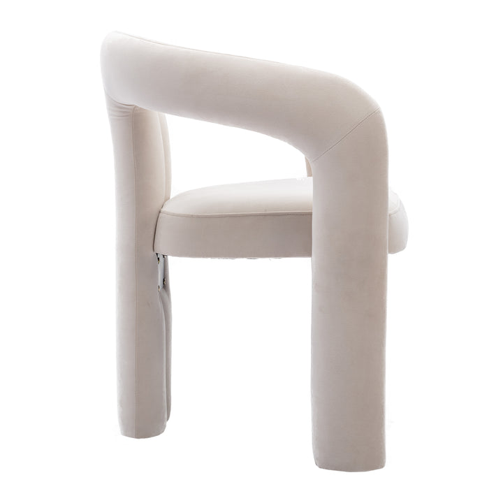 Set of 2 Beige Velvet Salon Accent Chairs with Curved Backrest