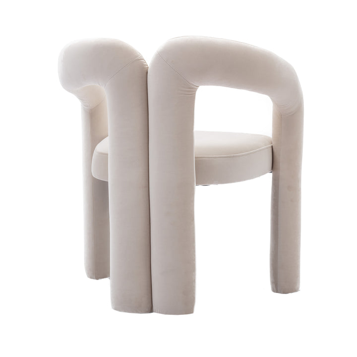 Set of 2 Beige Velvet Salon Accent Chairs with Curved Backrest