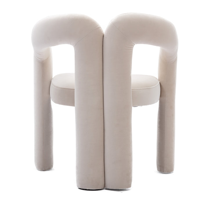 Set of 2 Beige Velvet Salon Accent Chairs with Curved Backrest