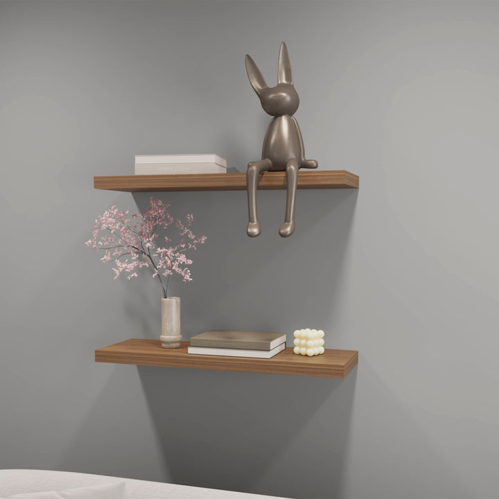 Set of 2 Mahogany Floating Salon Display Shelves