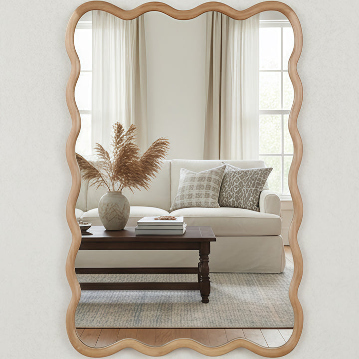 Wavy Wood Framed Wall Mirror