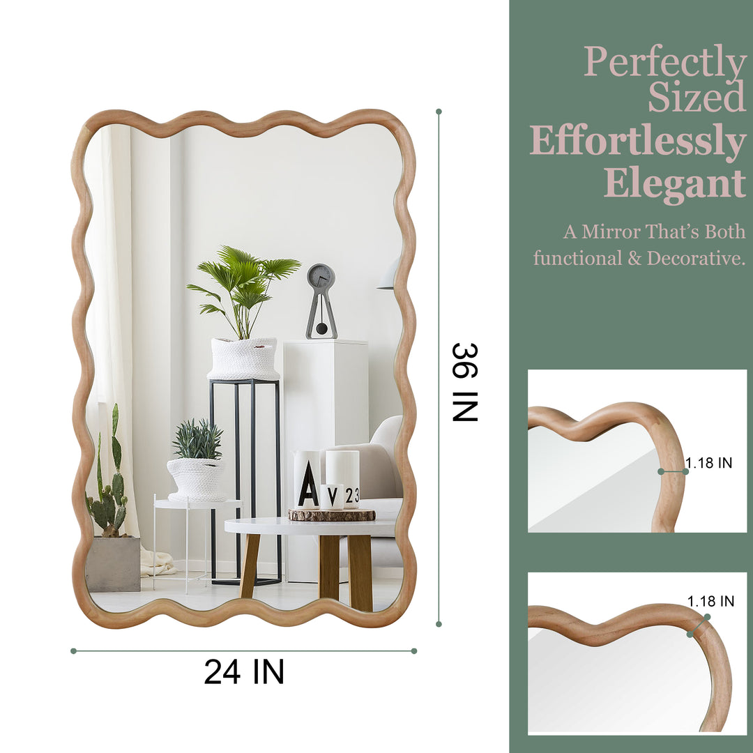 Wavy Wood Framed Wall Mirror