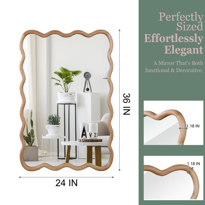 Wavy Wood Framed Wall Mirror