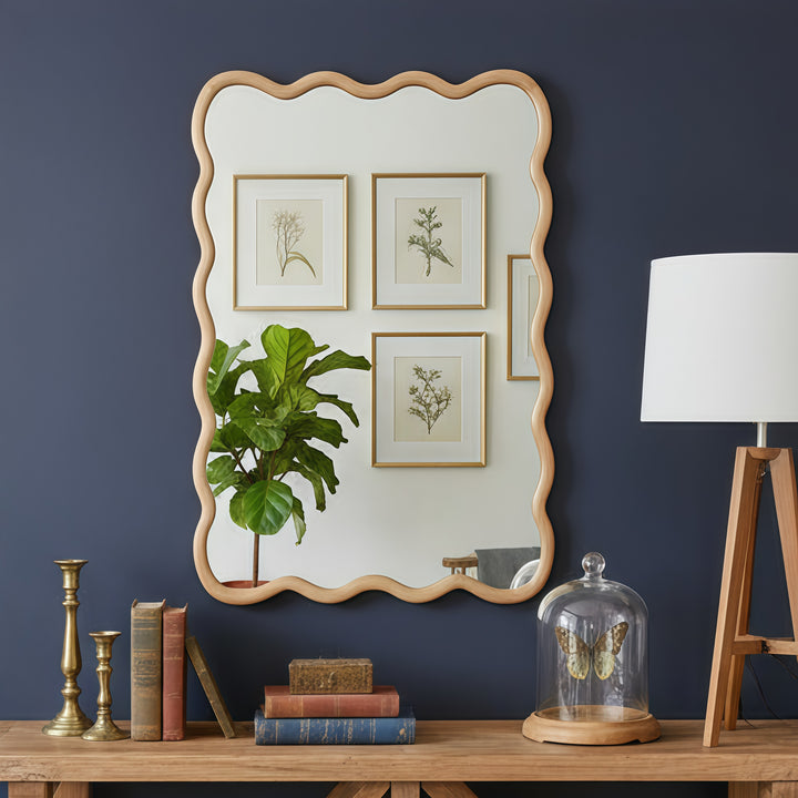 Wavy Wood Framed Wall Mirror