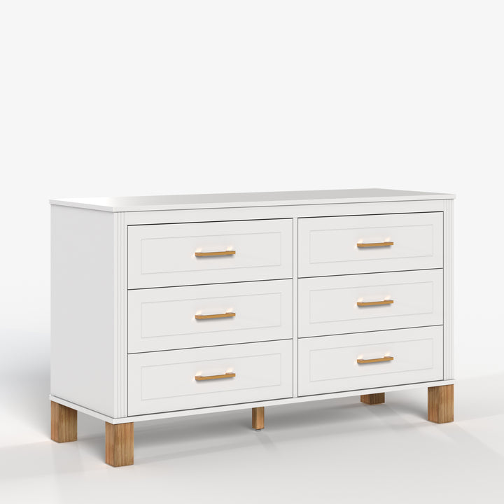 White 6-Drawer Salon Storage Cabinet with Metal Handles