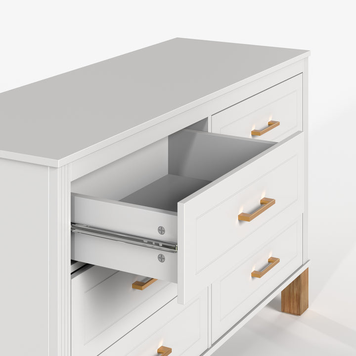 White 6-Drawer Salon Storage Cabinet with Metal Handles