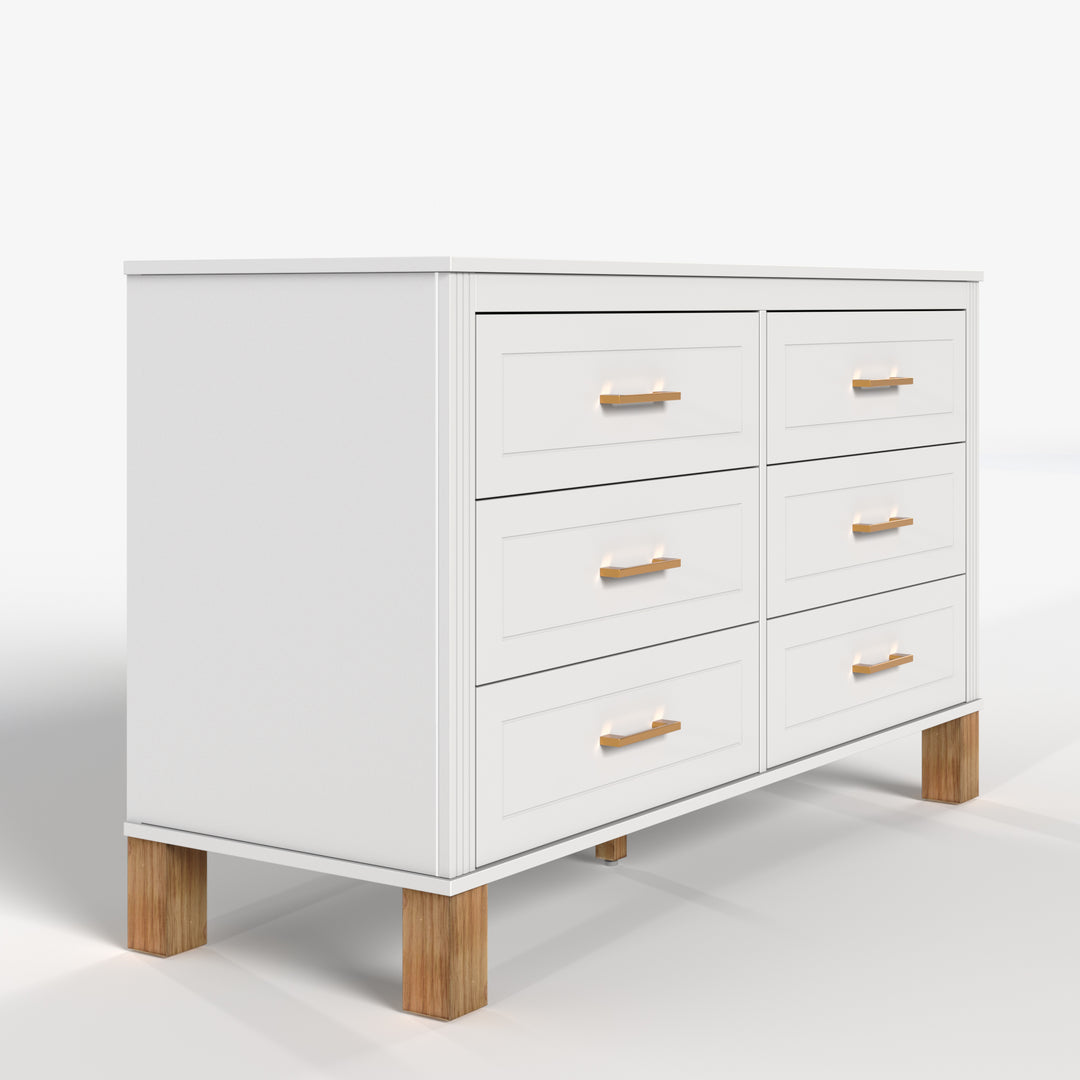 White 6-Drawer Salon Storage Cabinet with Metal Handles