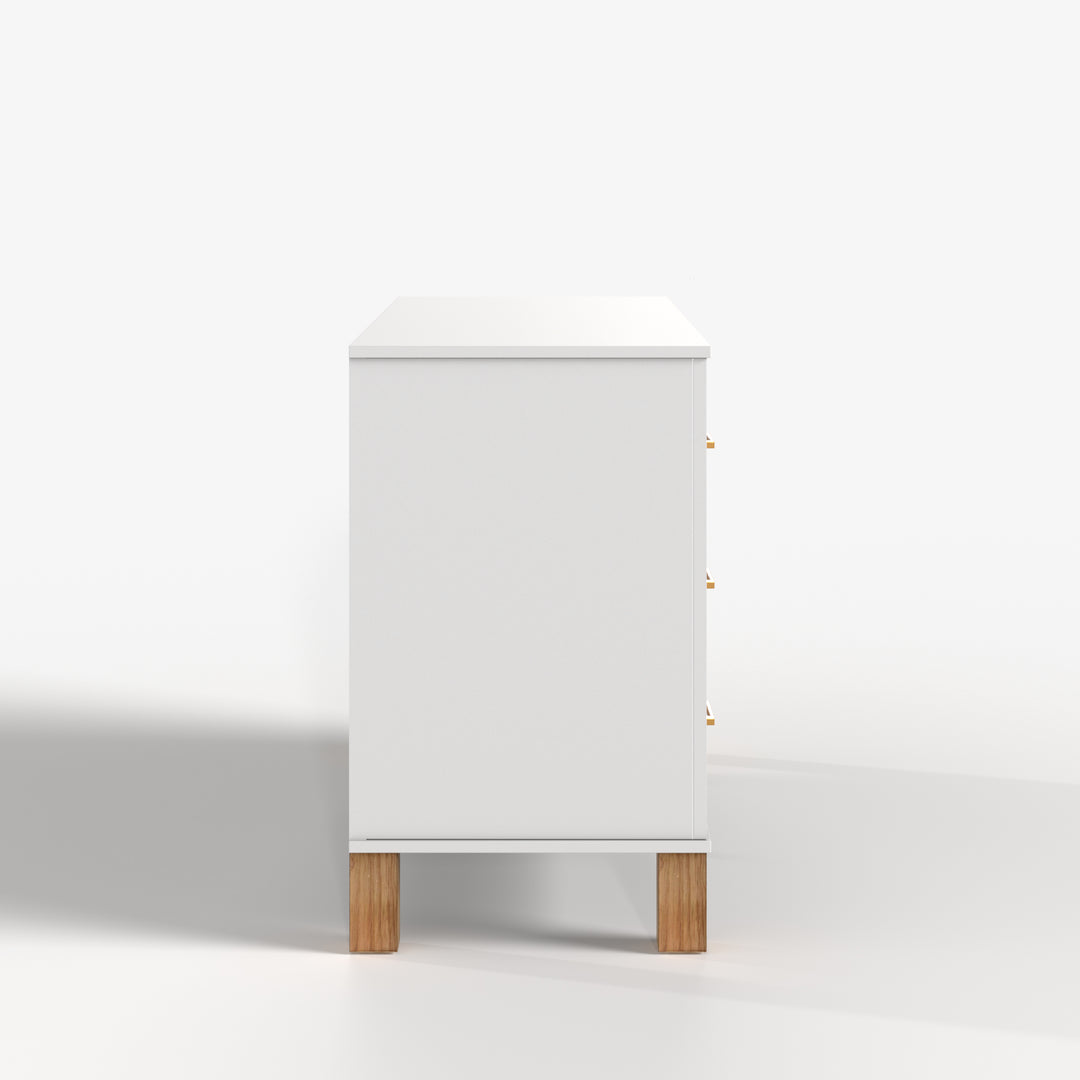 White 6-Drawer Salon Storage Cabinet with Metal Handles