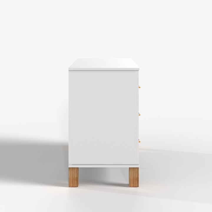 White 6-Drawer Salon Storage Cabinet with Metal Handles